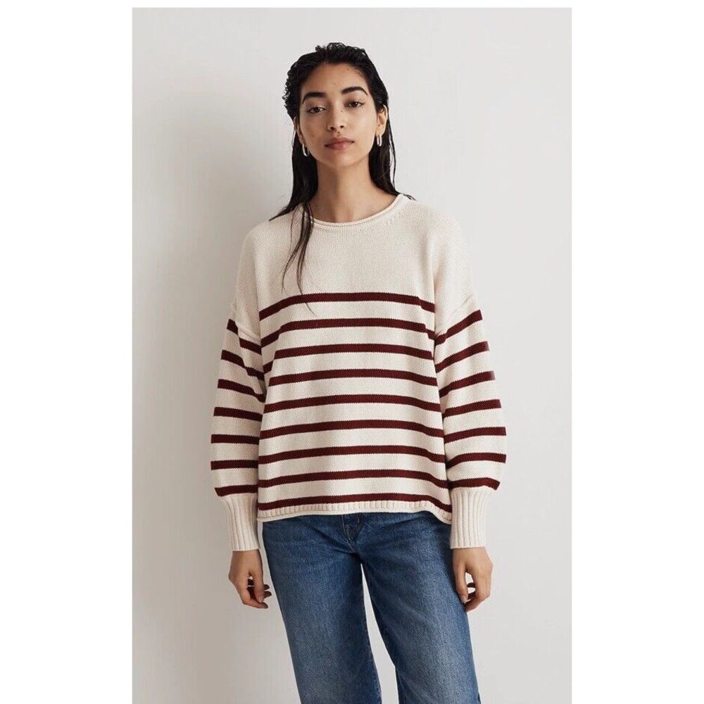 Madewell Womens Conway Pullover in Mixed Striped Size Medium‎